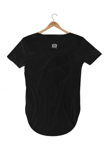 camiseta longline preta costas